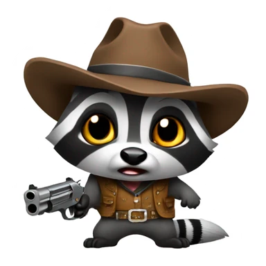 Cowboy raccoon angry with gun  sticker