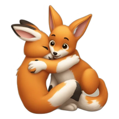 Rabit hug a Fox  sticker