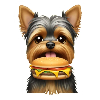 Yorkie eating burger sticker