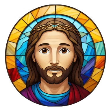 iPhone screen with Jesus in stained glass art style as the display image sticker