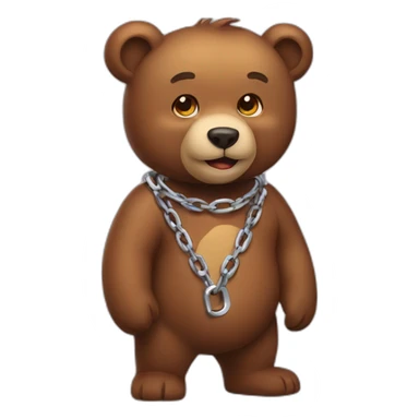 bear wearing a chain 3/4 view sticker