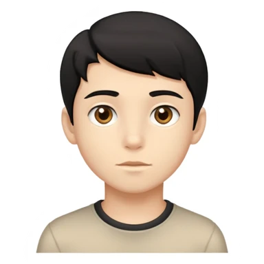 Beige tan young boy with black hair and light brown eyes sticker