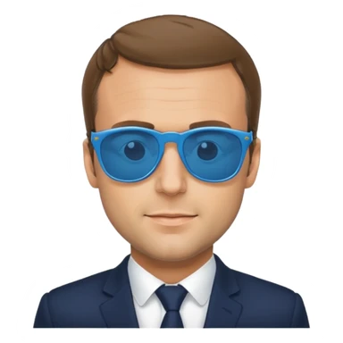 Emmanuel macron with blue sunglasses sticker