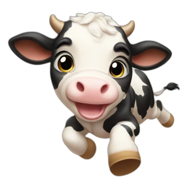 baby cow running sticker