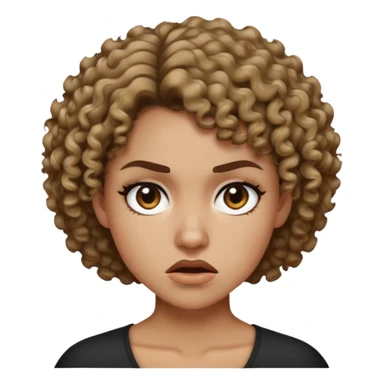 Female, face: natural anger, short curly (only in the end) dark blonde (looks like black) hair sticker