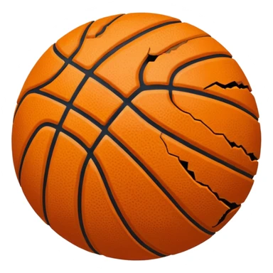 destroyed basketball, ripped and flat, showing wear and tear sticker