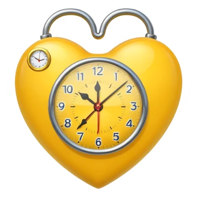 yellow heart with a clock sticker