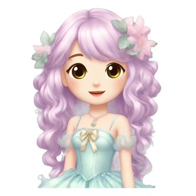 Dreamy pretty elegant kawaii cute shiny blushing shy anime lady kawaii beautiful hair naturecore fairycore cottagecore jewels trending aesthetic full body sticker