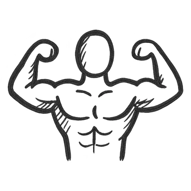 body builder, hand drawn black outline style sticker