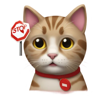 Cat with a stop sign sticker