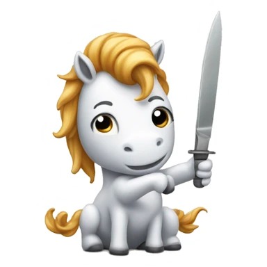 unicorn holding knife sticker