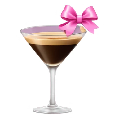 Espresso martini with a pink bow sticker
