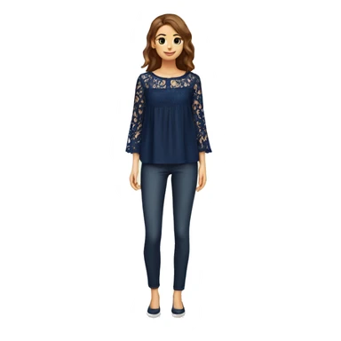  Navy blue top with lace sticker