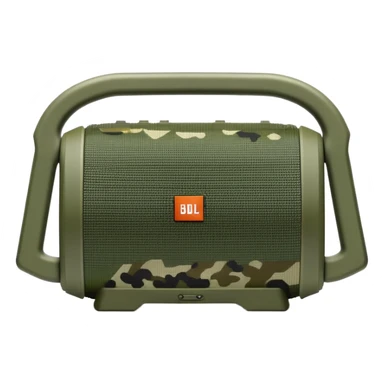 Geometric JBL Clip 4 speaker with olive green digital camouflage pattern, iOS emoji style sticker