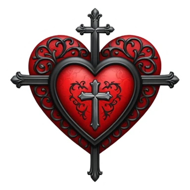 gothic heart with a cross sticker