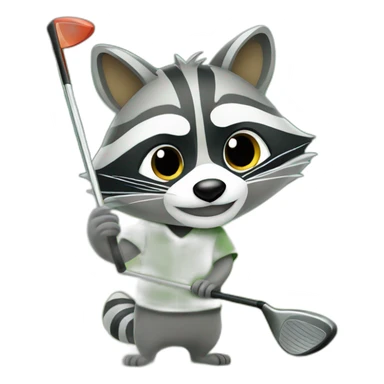 Raccoon playing golf sticker