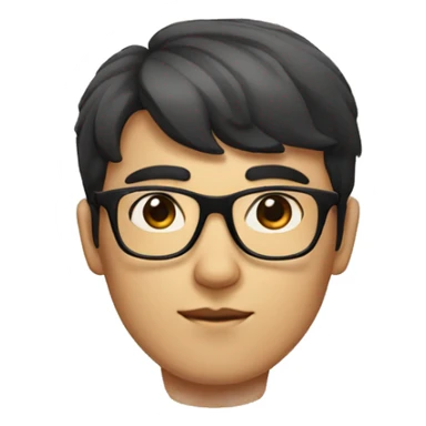 guy with thick eyebrow and lips with korean bangs and square glasses sticker