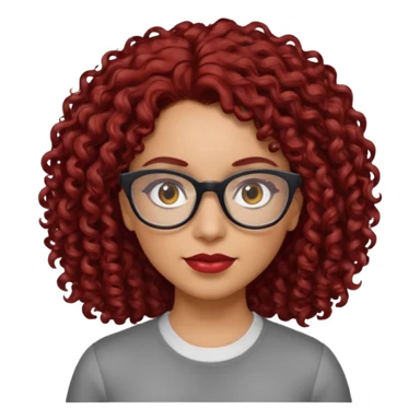 hispanic women with brown eyes and clear glasses and dark red  curly hair sticker