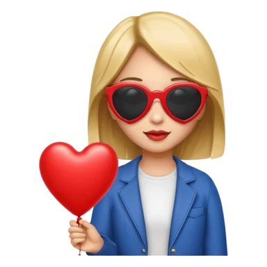 girl with sun glasses holding red heart balloon sticker