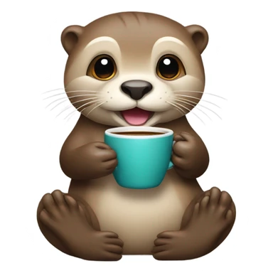 An otter enjoying a cup of coffee sticker
