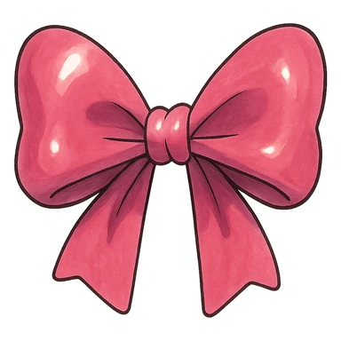 ghibli style shiny pink bow sticker