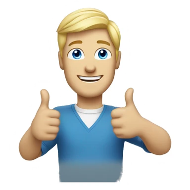 blonde man with blue eyes happy with thumbs up sticker
