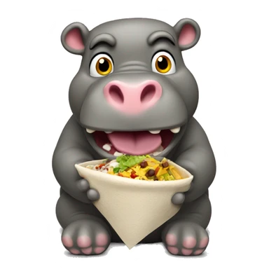Hungry hippo eating a burrito bowl sticker
