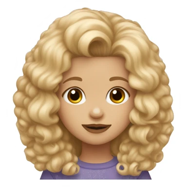 Little blonde girl with long hair and brown maltipoo sticker