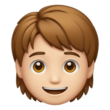 Crie um emoji de um menino com o cabelo castanho claro com uma franja e o corte low fade sticker