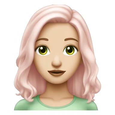 beautiful girl with fair skin, green eyes and medium length pale pink hair sticker