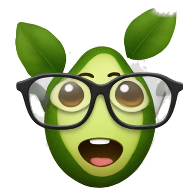 An avocado with glasses sticker