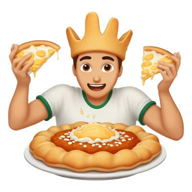 hand smashing a cheesy Hungarian lángos, playful and bold sticker