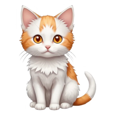 full body of very small + skinny ginger and white kitten with deep orange eyes and triangular shaped face sticker
