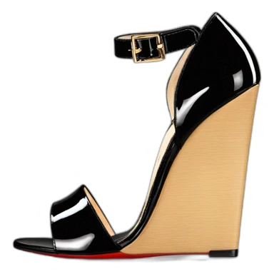 One WEDGE heel LOUBOUTIN black leather PATENT sticker