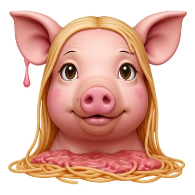 renaissance style pink dripping sauce spaghetti monalisa pig face portrait sticker
