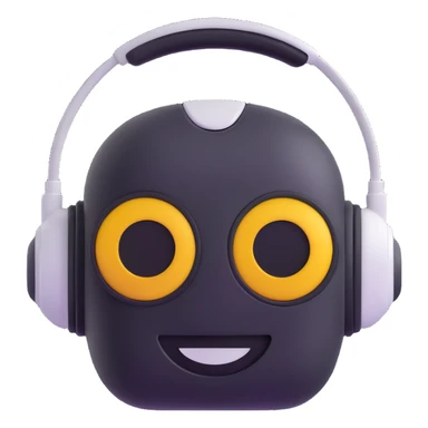robot head AI agent emoji with headset smiling sticker