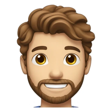 young handsome man with a small beard with brown hair waves his hand hello sticker