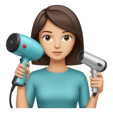 brunette bob girl hair stylist holding a hair dryer sticker
