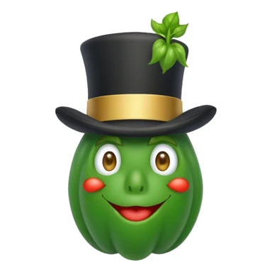 Vegetable with a top hat sticker