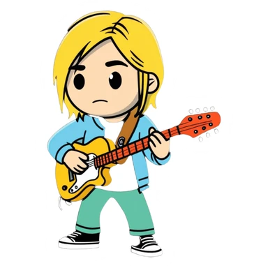 Kurt cobain playing guitar sticker