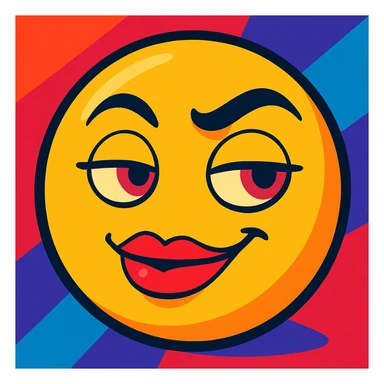sexy, hot, goodlooking emoji face, smirking, raised eyebrow sticker