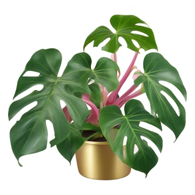 Philodendron pink princess in gold pot sticker