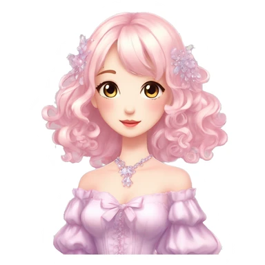 Dreamy pretty elegant kawaii shiny blushing shy anime lady kawaii beautiful hair naturecore fairycore cottagecore jewels trending aesthetic full body sticker