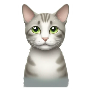 grey, beige and white cat with pale green eyes  sticker