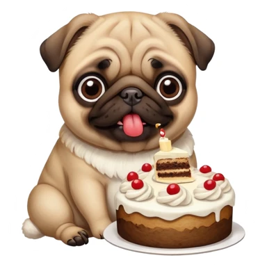 Pug with cake sticker