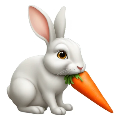 Rabbit sucking a carrot sticker