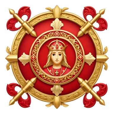 red saint emblem with holy symbols sticker