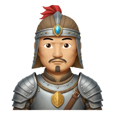 portrait of Genghis Khan in armor rotated 45 degrees to the right sticker