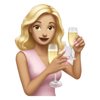 white woman hand with light pink nails holding champagne glass sticker