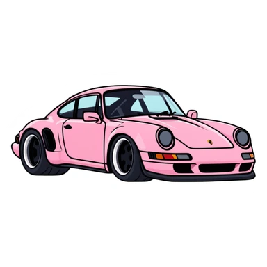 full view of a pink porsche sports car sticker